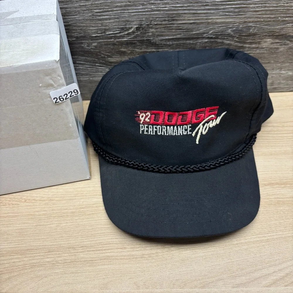 Vintage 1992 Dodge Performance Tour Hat Cap Snapback Black 90s Promo Rope Hat